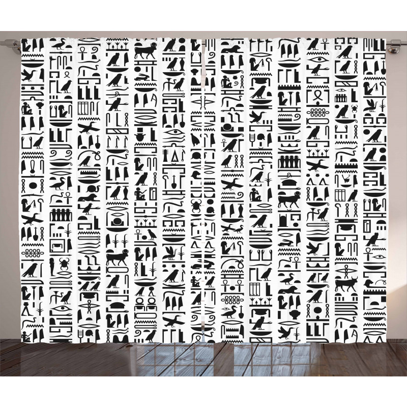 Monochrome Hieroglyphs Curtain