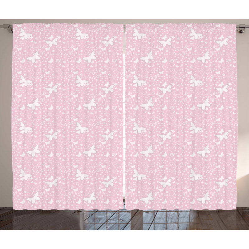 Soft Pink Floral Curtain
