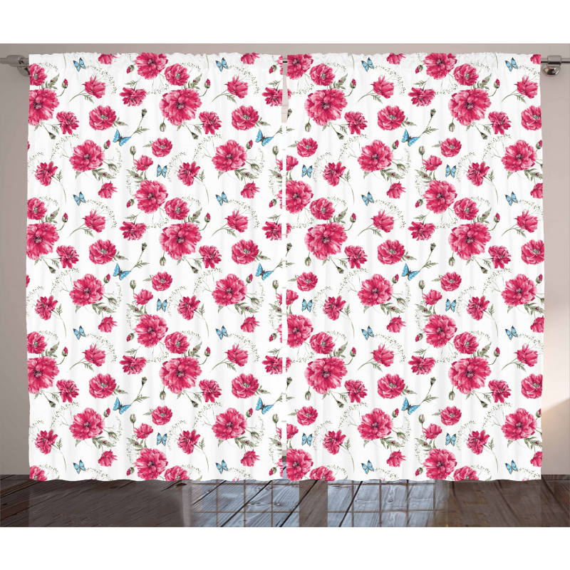 Poppy Flora Blossoms Curtain