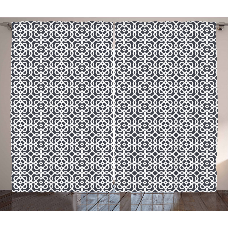 Dark Swirls Squares Curtain