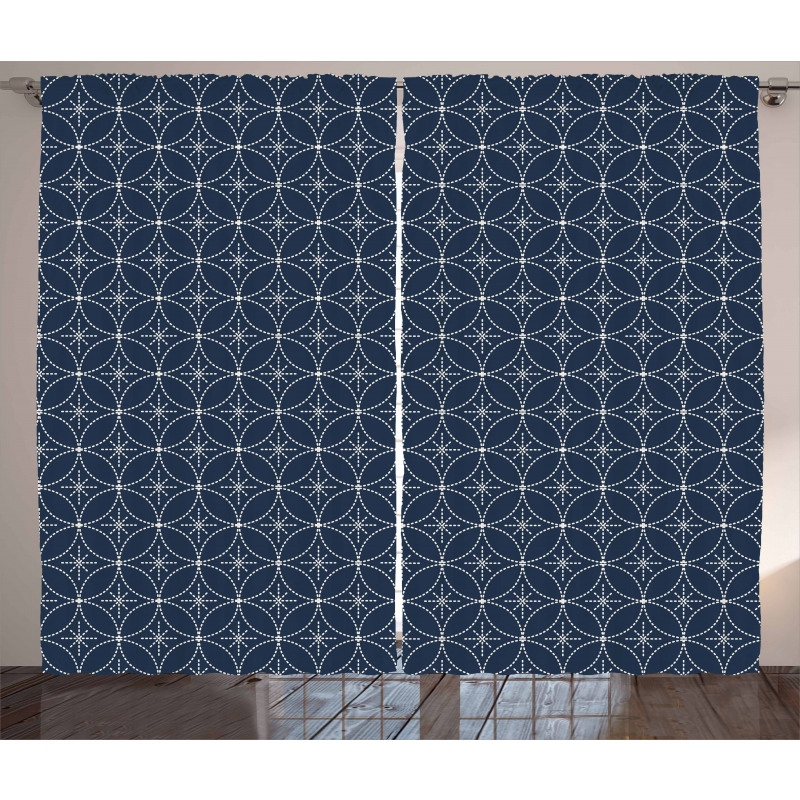 Abstract Dots Flowers Curtain