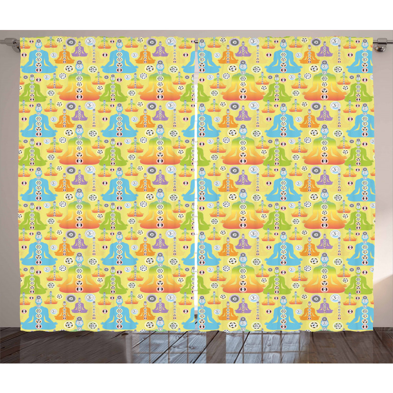 Colorful Meditaiton Man Curtain