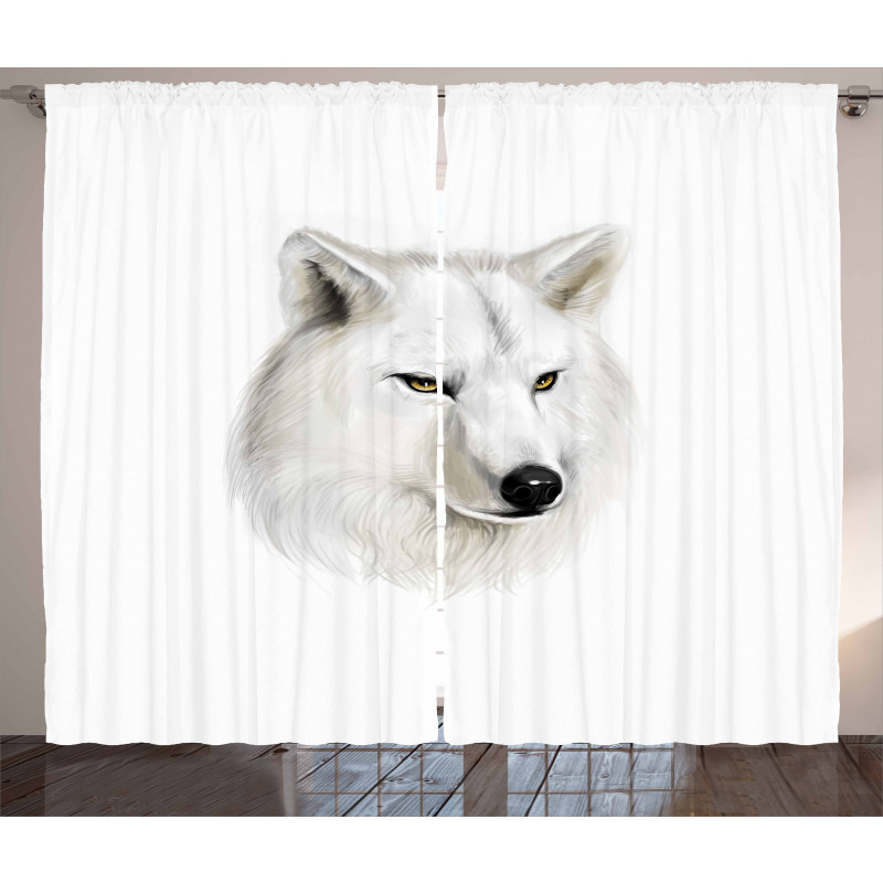 White Canine Head Mammal Curtain