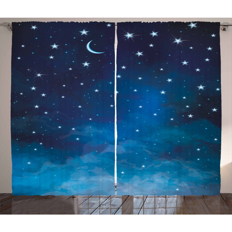 Night Time with Moon Star Curtain