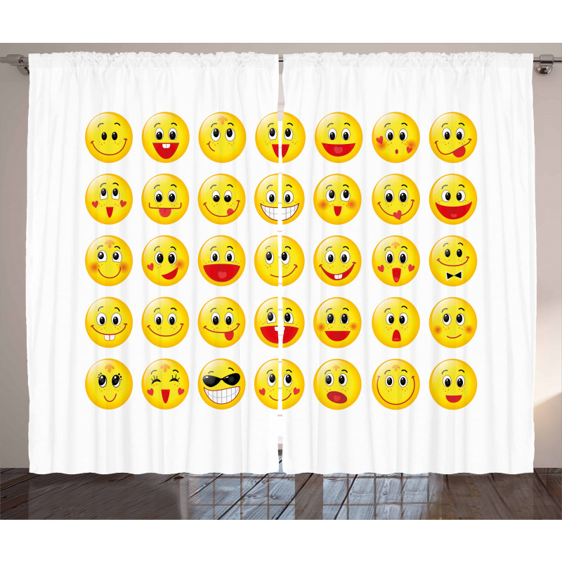 Funny Yellow Round Heads Curtain