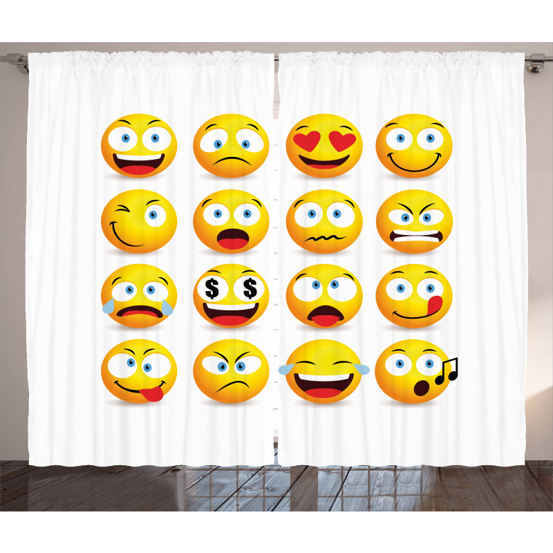 Smiley Faces Composition Curtain