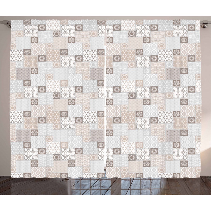 Oriental Checkered Motif Curtain
