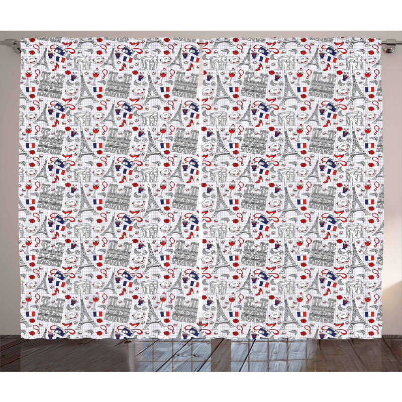 French Travel Pattern Curtain