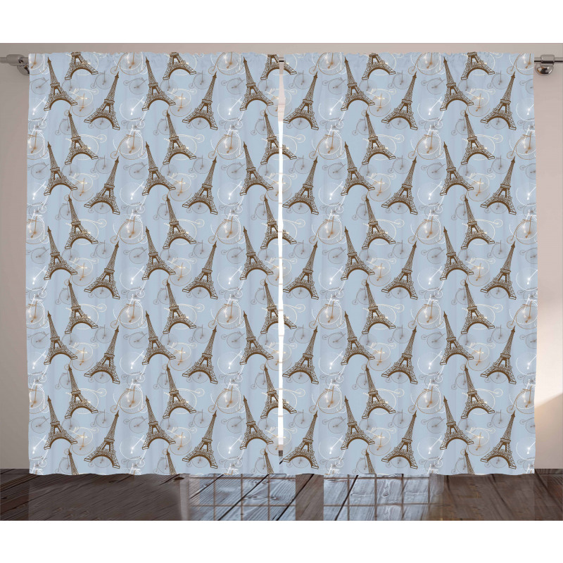 Retro Bicycles Landmark Curtain