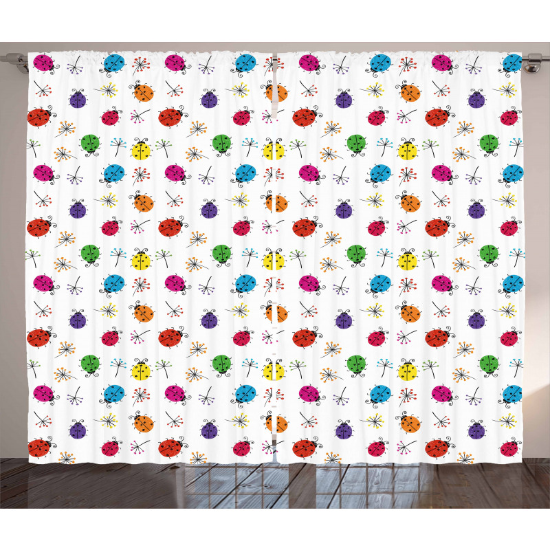 Dot Insects Illustration Curtain