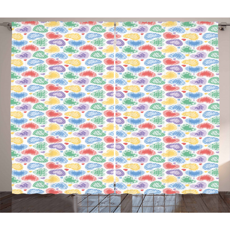 Patchwork Style Hearts Curtain