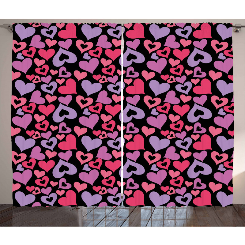 Pinkish Hearts Valentines Curtain