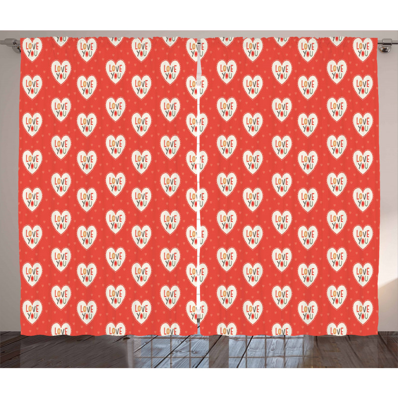 Hipster Hearts Valentines Curtain