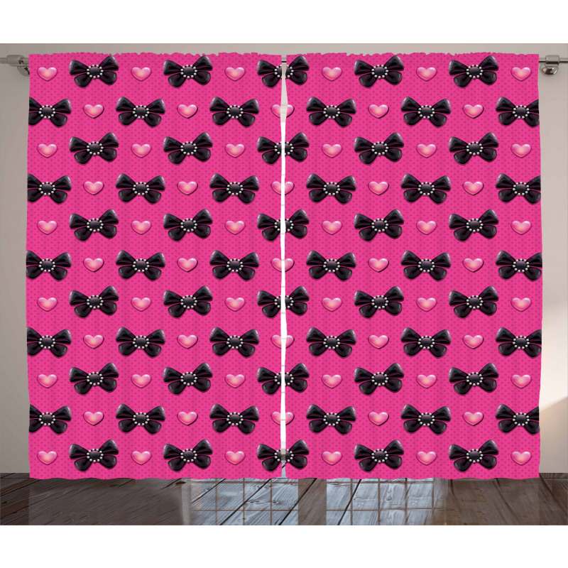 Bow Ties with Hearts Curtain