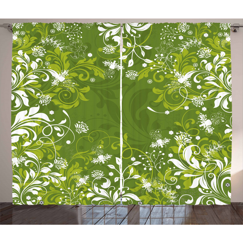 Abstract Floral Nature Curtain