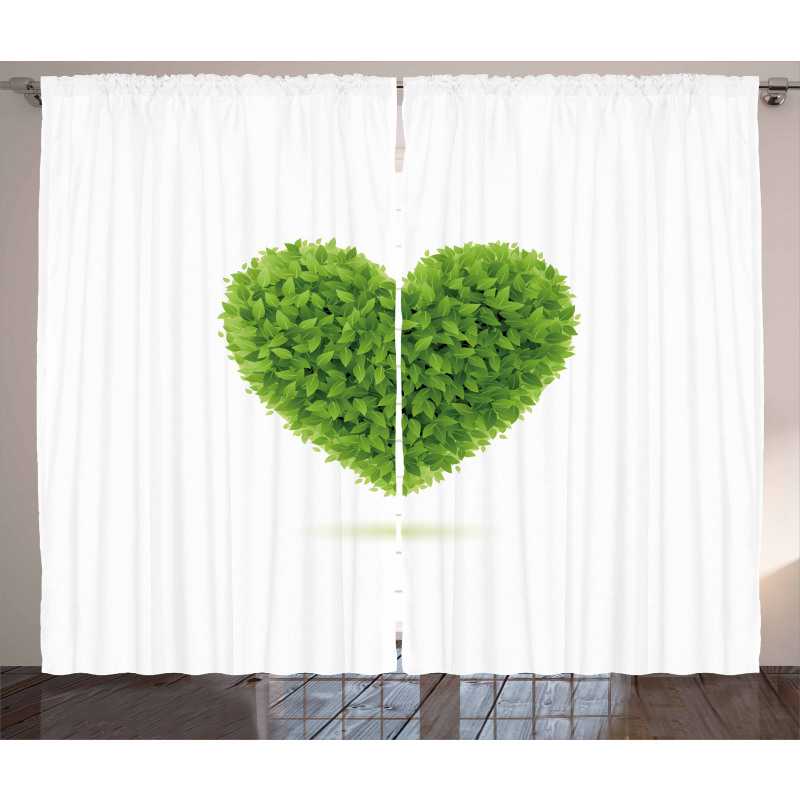 Heart with Fresh Leaves Curtain