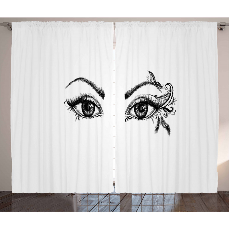 Feather Butterfly Woman Curtain