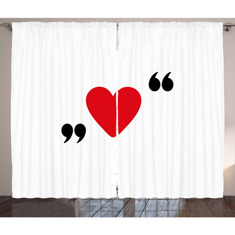 Red Simple Heart Curtain