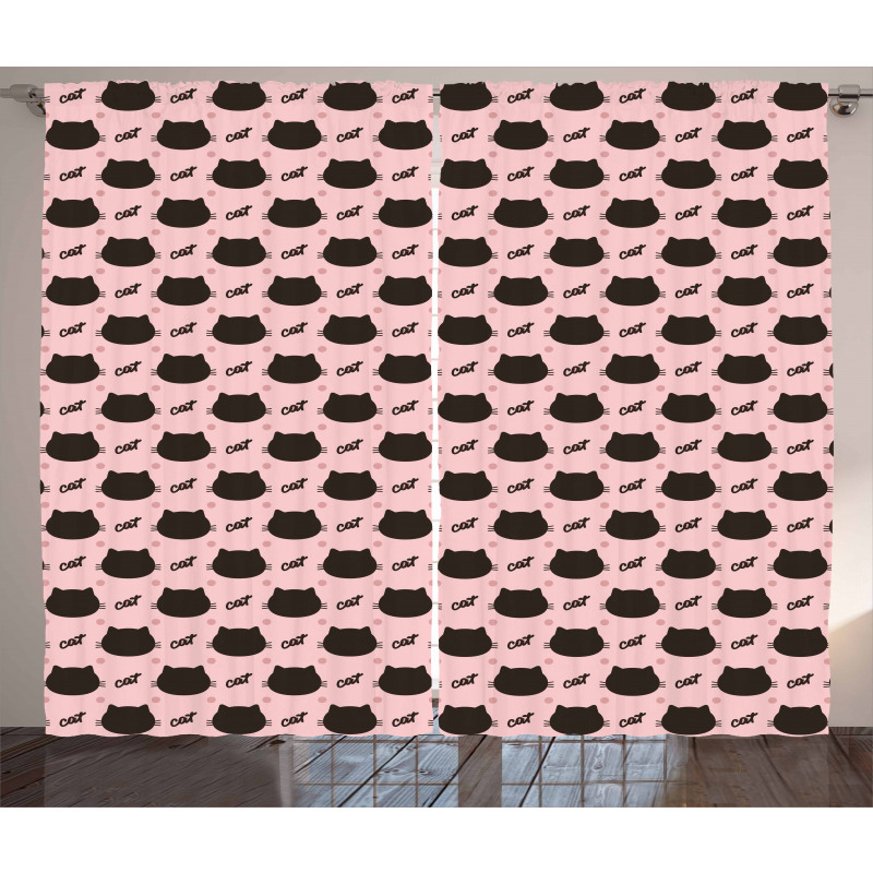 Head Silhouettes Dots Girly Curtain