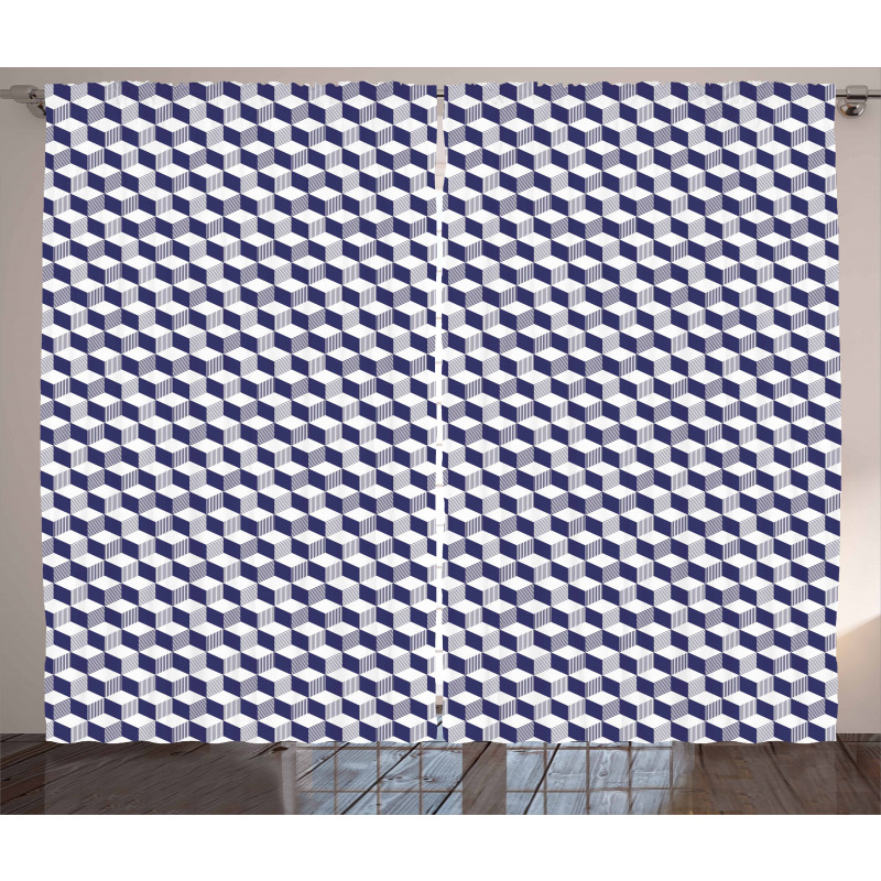 Abstract Cube Stripes Curtain