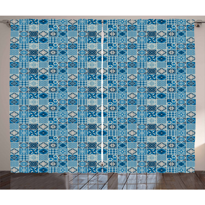 Grid Ornamental Squares Curtain
