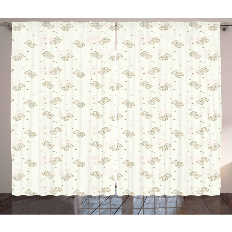 Teddy Bears Toys Stars Curtain