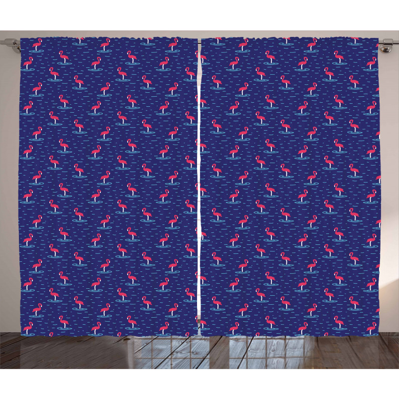 Wavy Lake Birds Curtain