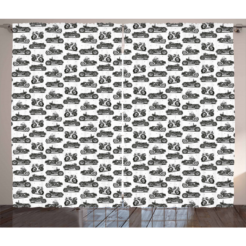 Retro Style Drawings Curtain