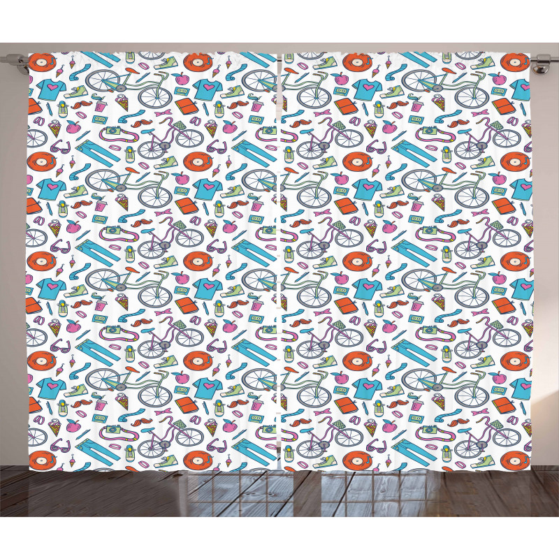 Retro Hipster Lifestyle Curtain