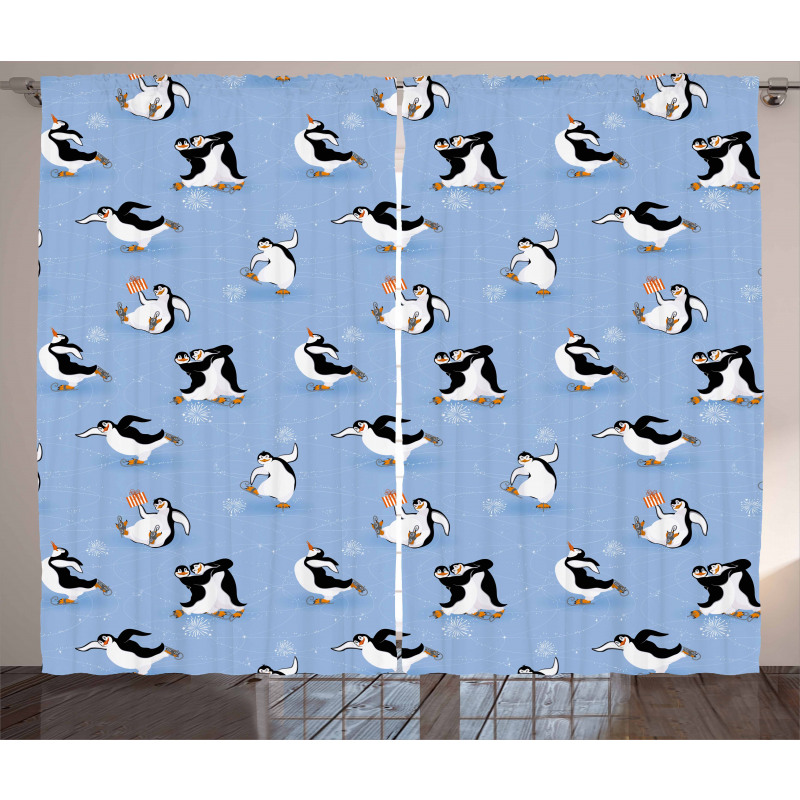 Skating Penguins Curtain