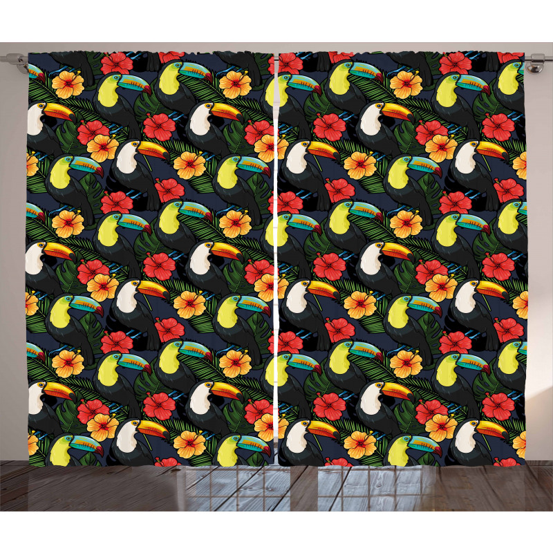 Toucan and Hibiscus Curtain