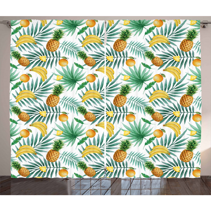 Exotic Fruits Leaves Curtain