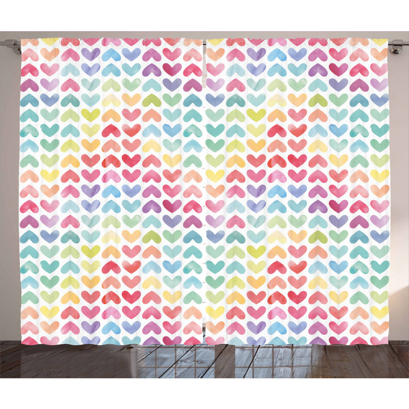 Colorful Hearts Curtain