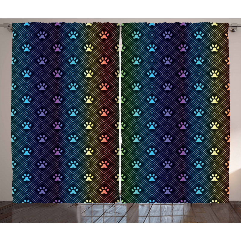 Paw Print Design Curtain