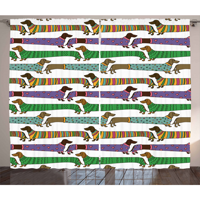 Dachshunds in Clothes Curtain