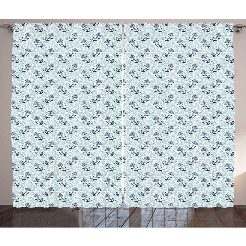 Ocean Drop Navy Rope Curtain