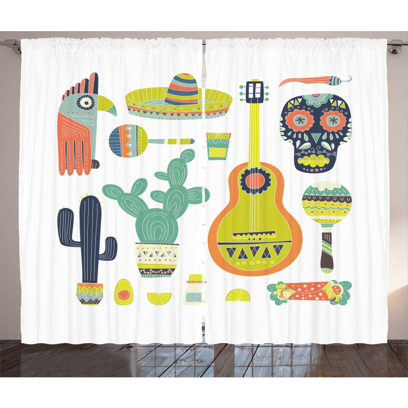 Mexican Motifs Taco Curtain