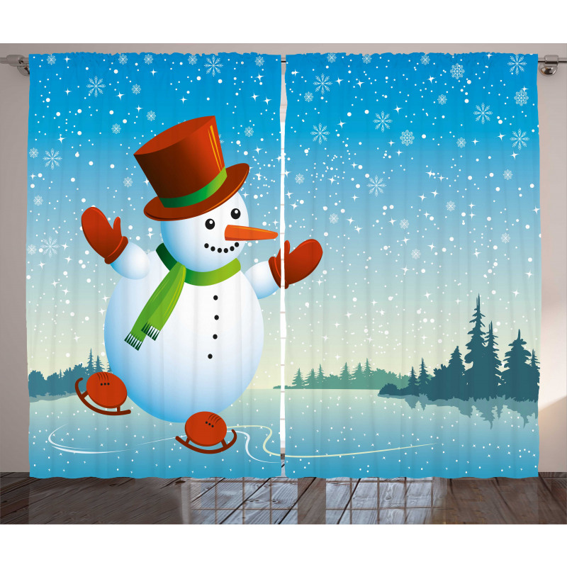 Skating Happy Cartoon Curtain