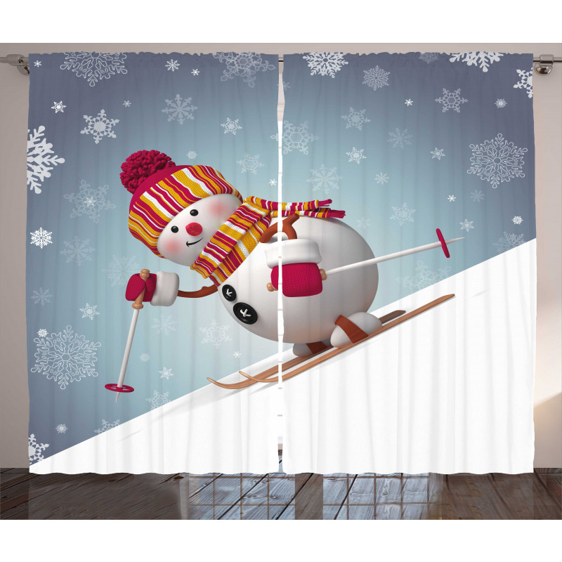 Skiing 3D Style Winter Curtain