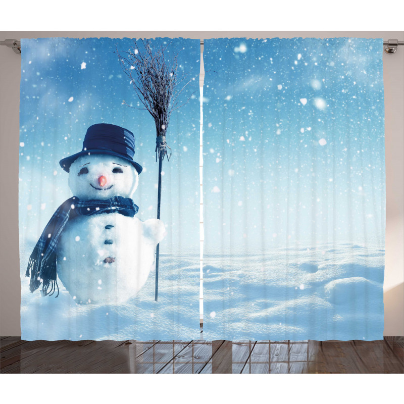 Wintry Land Snowy Cold Curtain