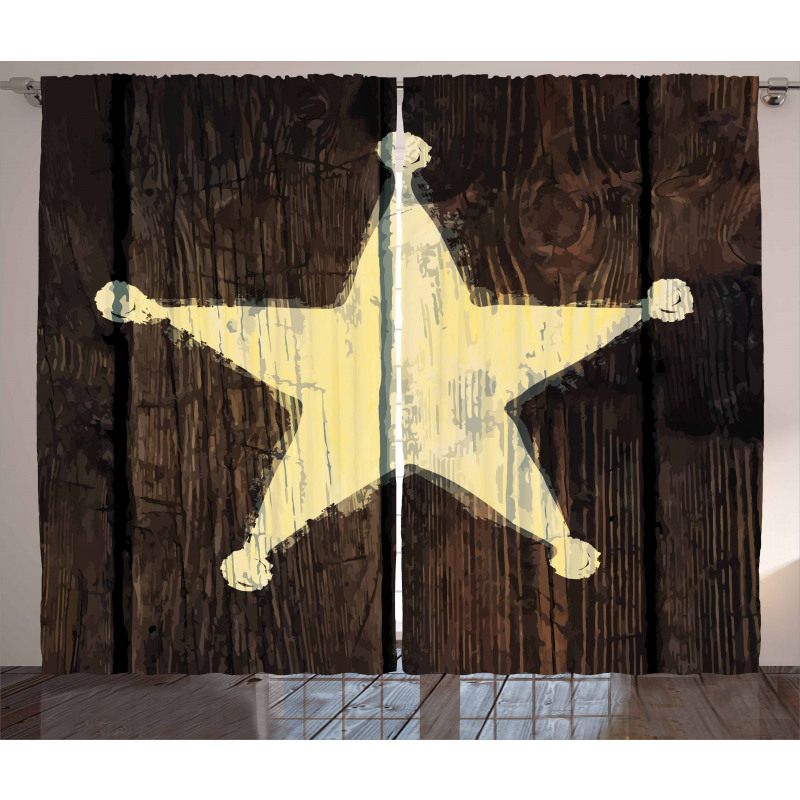 Rustic Wooden Lone Star Curtain