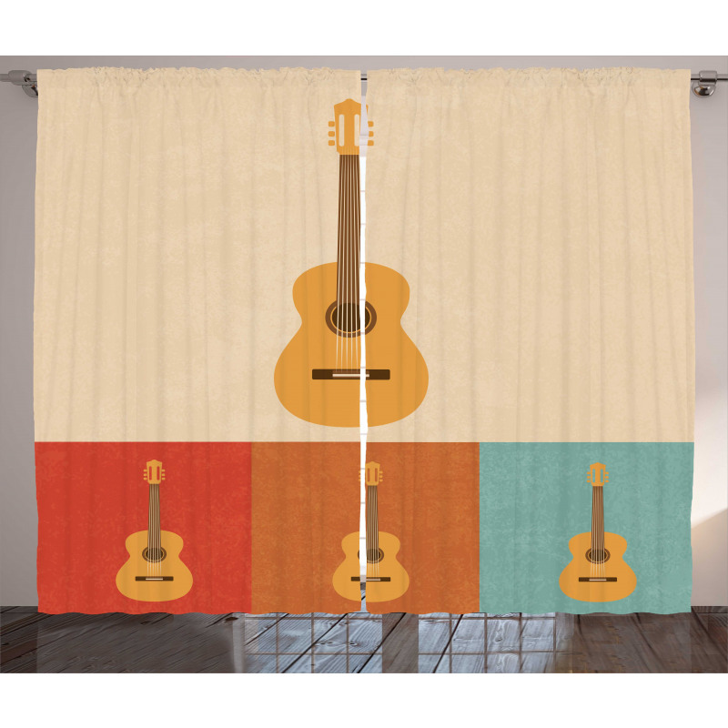 Acoustic Guitars Retro Curtain