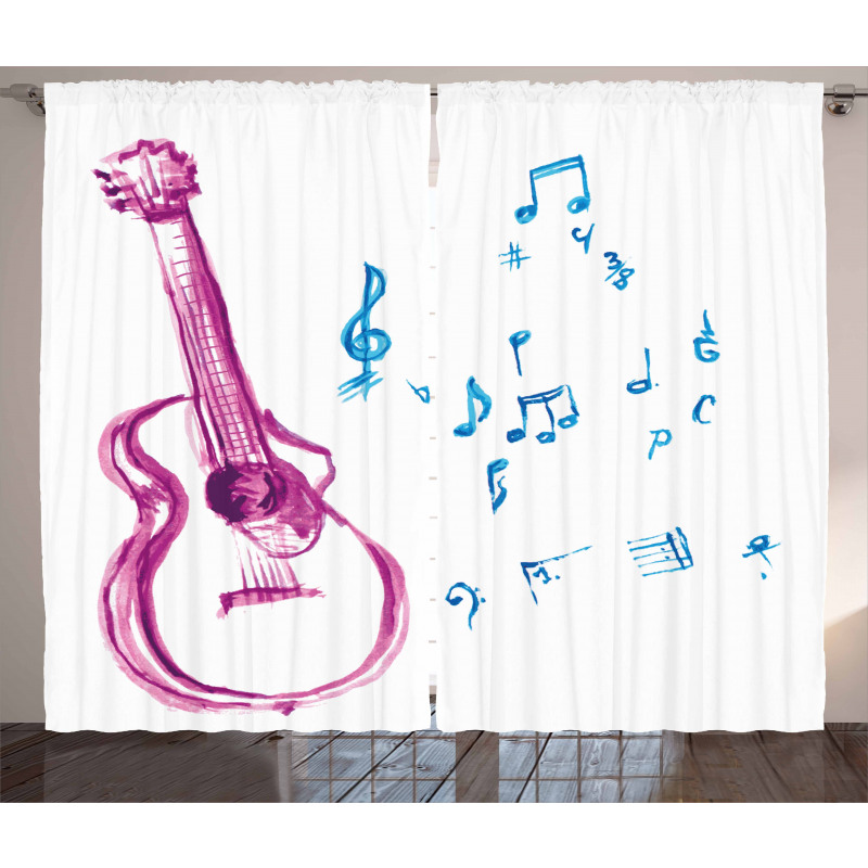 Watercolor Music Making Curtain