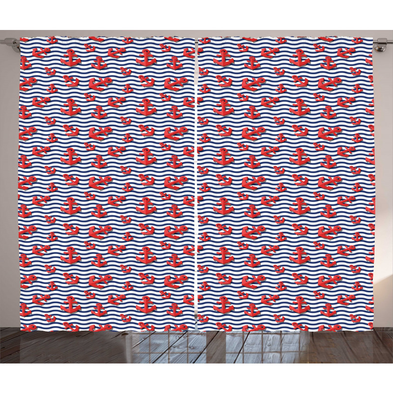 Wavy Stripes 3D Style Curtain