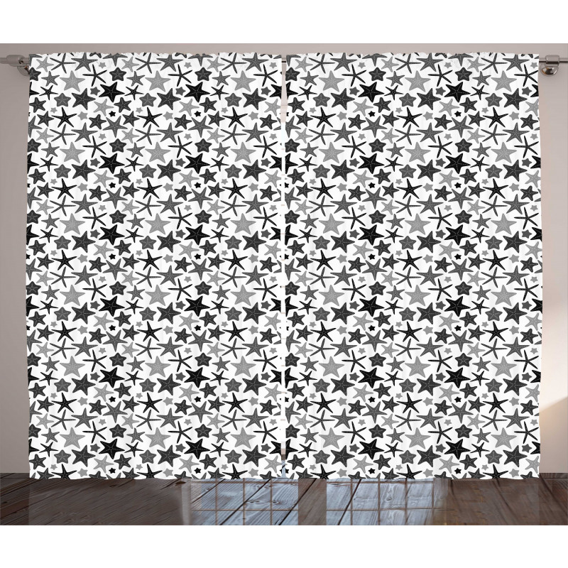 Monochrome Starfish Curtain