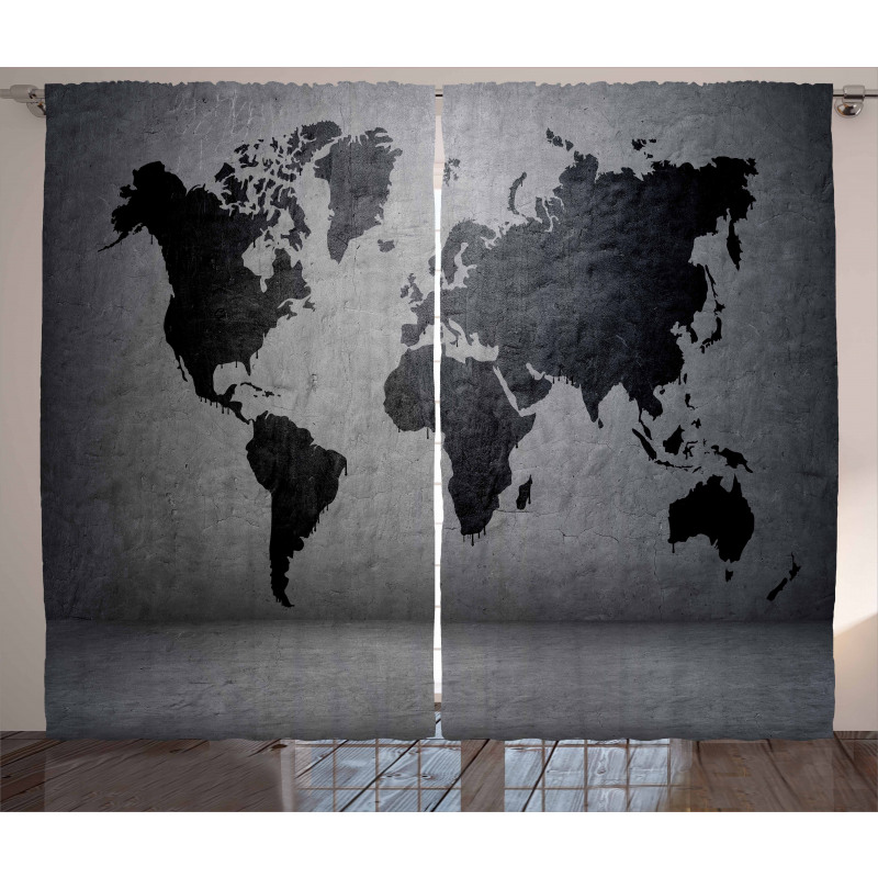 World Map on Wall Curtain