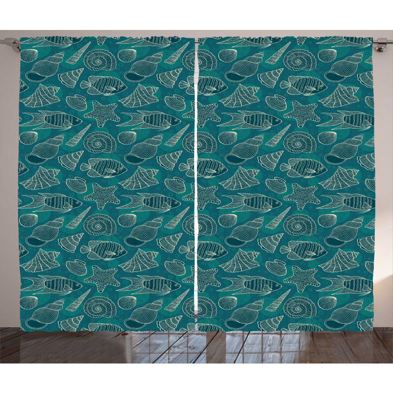 Ocean Line Design Curtain