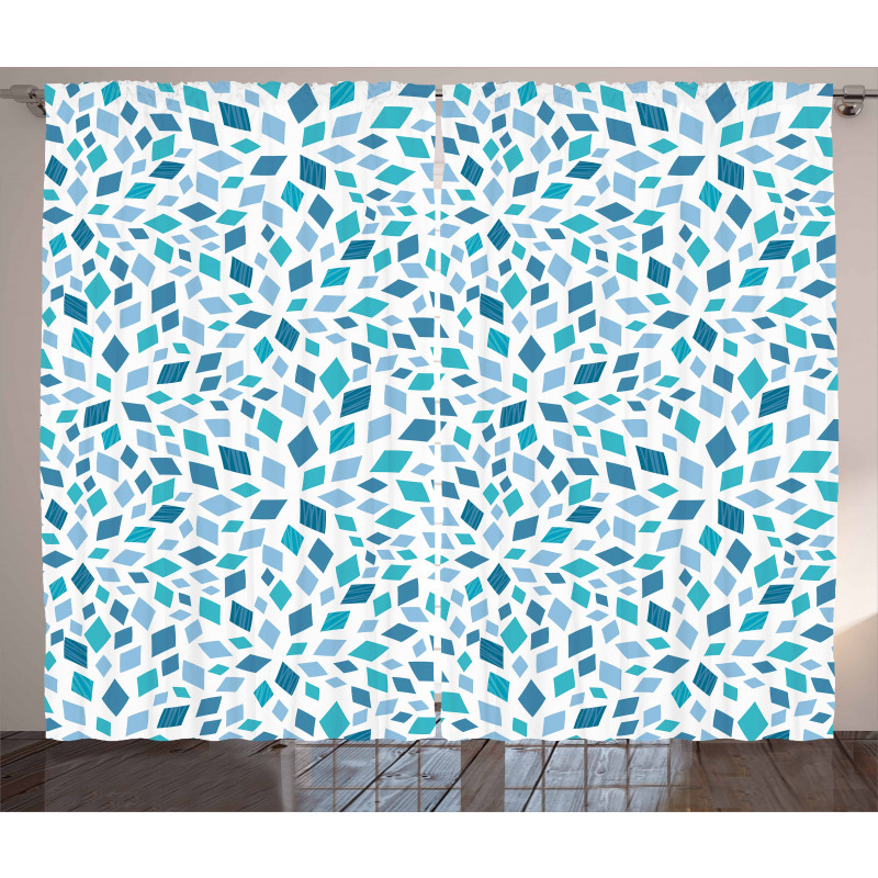 Abstract Mosaic Blue Tones Curtain