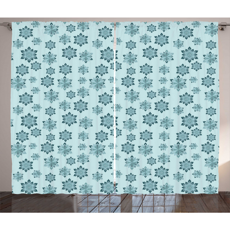 Ornate Winter Snowflakes Curtain