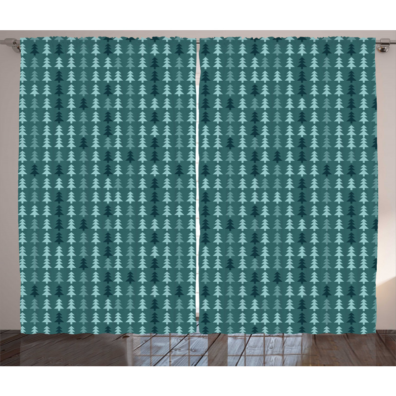 Abstract Pine Tree Xmas Curtain